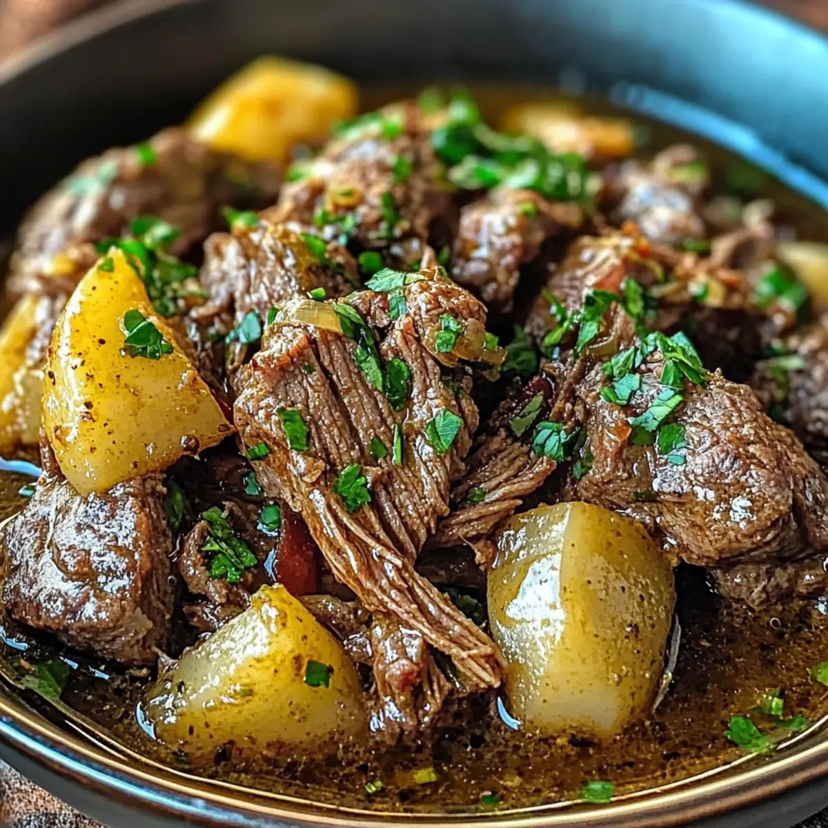 Schmortopf Knoblauchbutter Rindfleisch Rezept