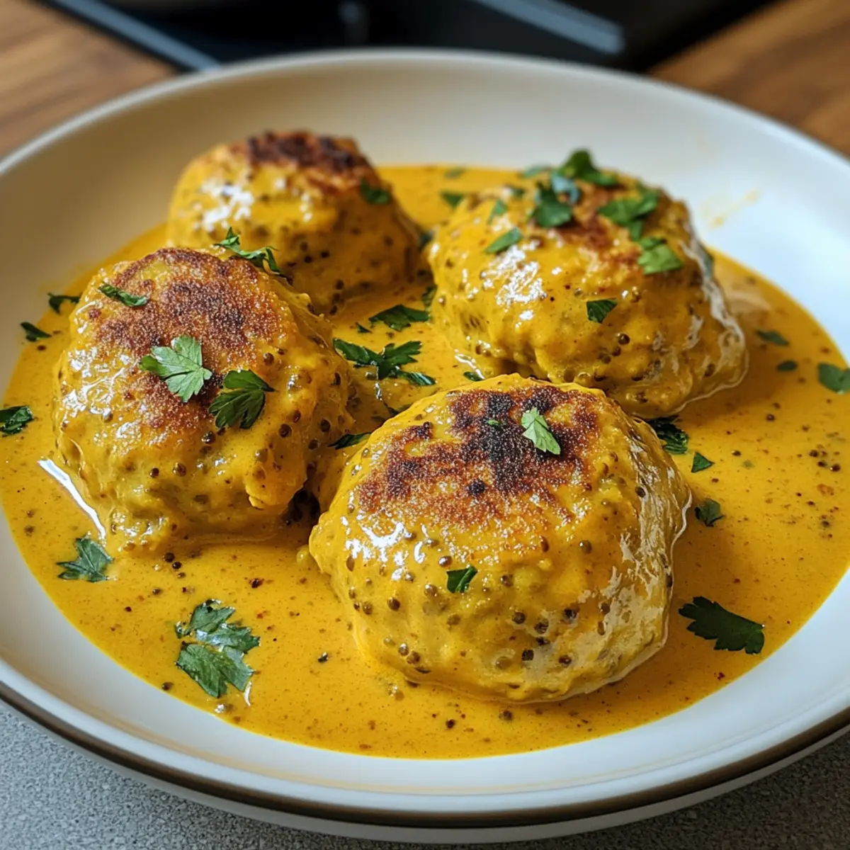 Vegane Linsenknödel in Curry-Sauce