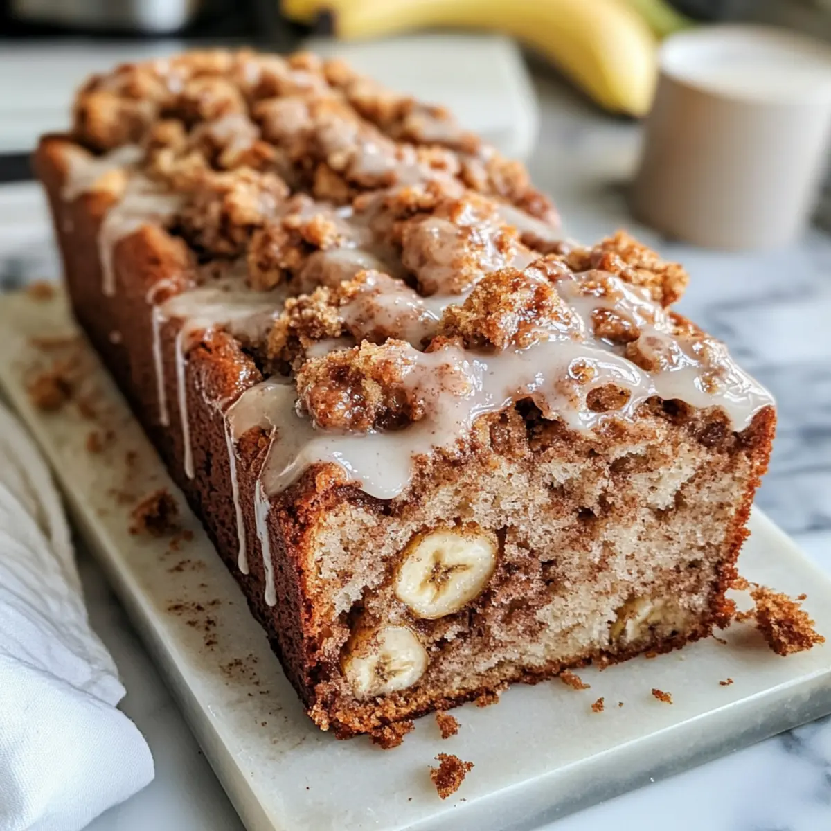 Veganes Zimt-Strudel-Bananenbrot mit Streuseln