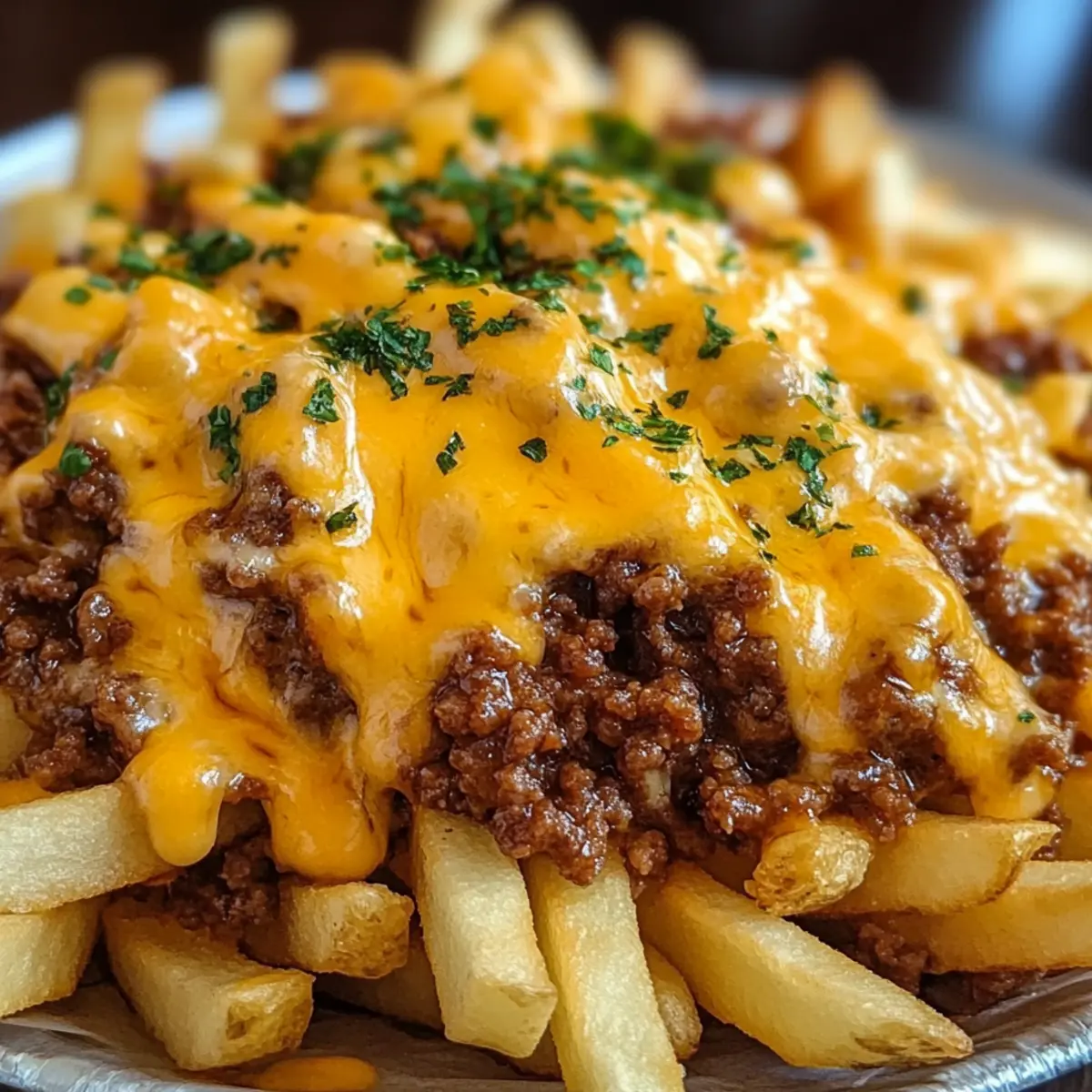 Pommes Mit Hack Pommes frites mit Hackfleisch und Cheddar: Der perfekte, köstliche Snack